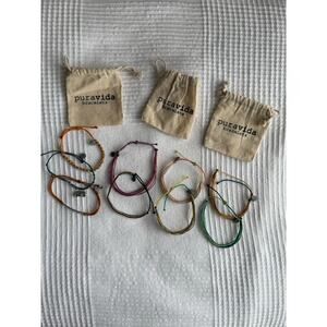 Puravida Bracelets set of 9 Layered Braided Boho Charms Peace Van Colorful‎ Fall